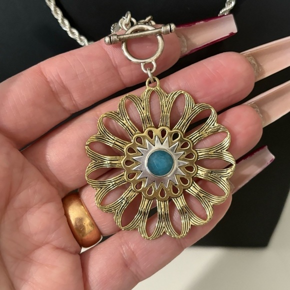 Sara Blaine for Willow House sterling toggle medallion long necklace - Picture 2 of 4